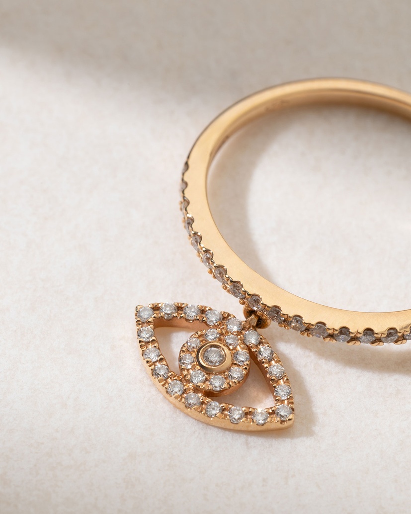 18K Rose Gold Talisman Ring with Brilliant Diamonds