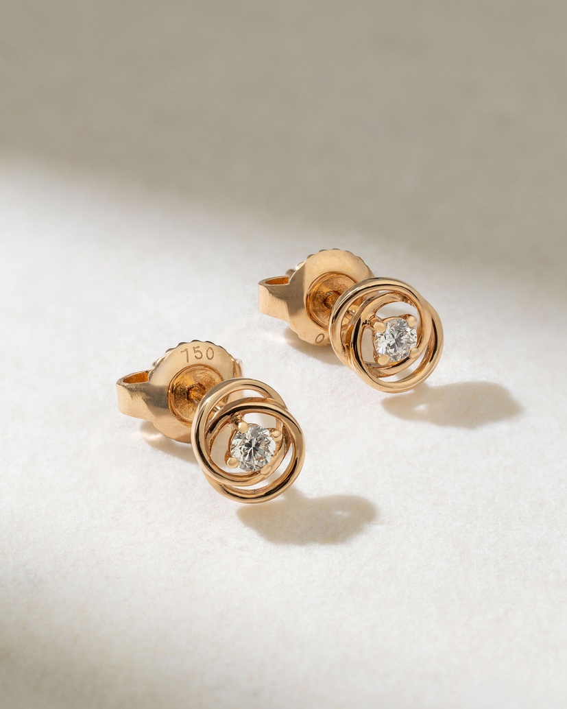 Rose Gold Stud Earrings K18 with Brilliants