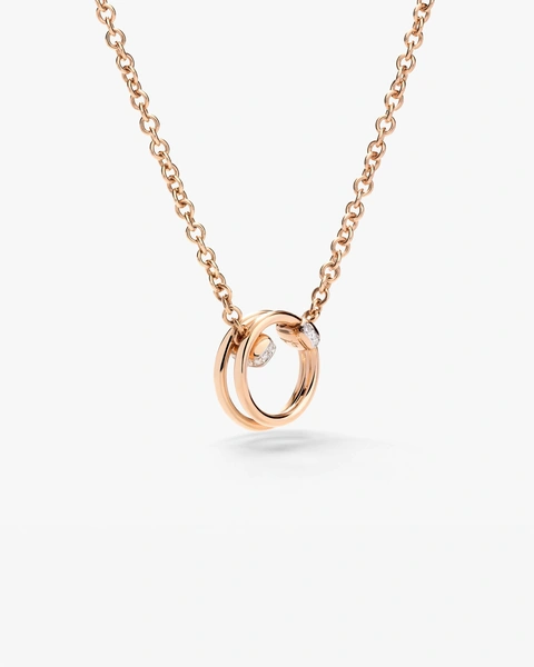 Together Necklace with pendant in 18k rose gold with white diamonds