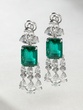 Spectacular Earrings is White Gold with Emeralds, Pear and Brilliant Diamonds