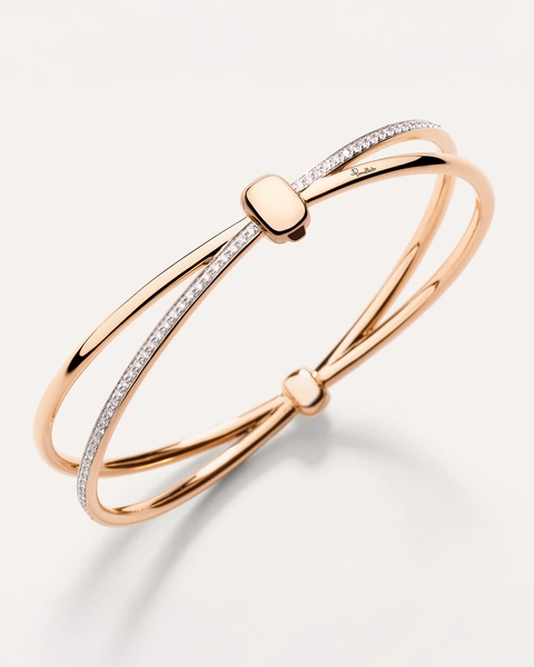 Βραχιόλι Together σε ροζ χρυσό Κ18 με λευκά διαμάντια