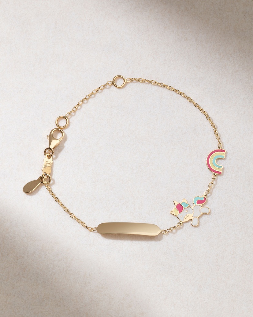 Unicorn Bracelet in 18K Yellow Gold with Enamel