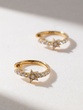 Yellow Gold Hoop Earrings Κ18 with Brilliant Diamonds and Stars