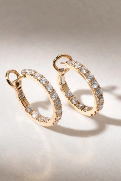 18K Rose Gold Hoops with Brilliant Diamonds