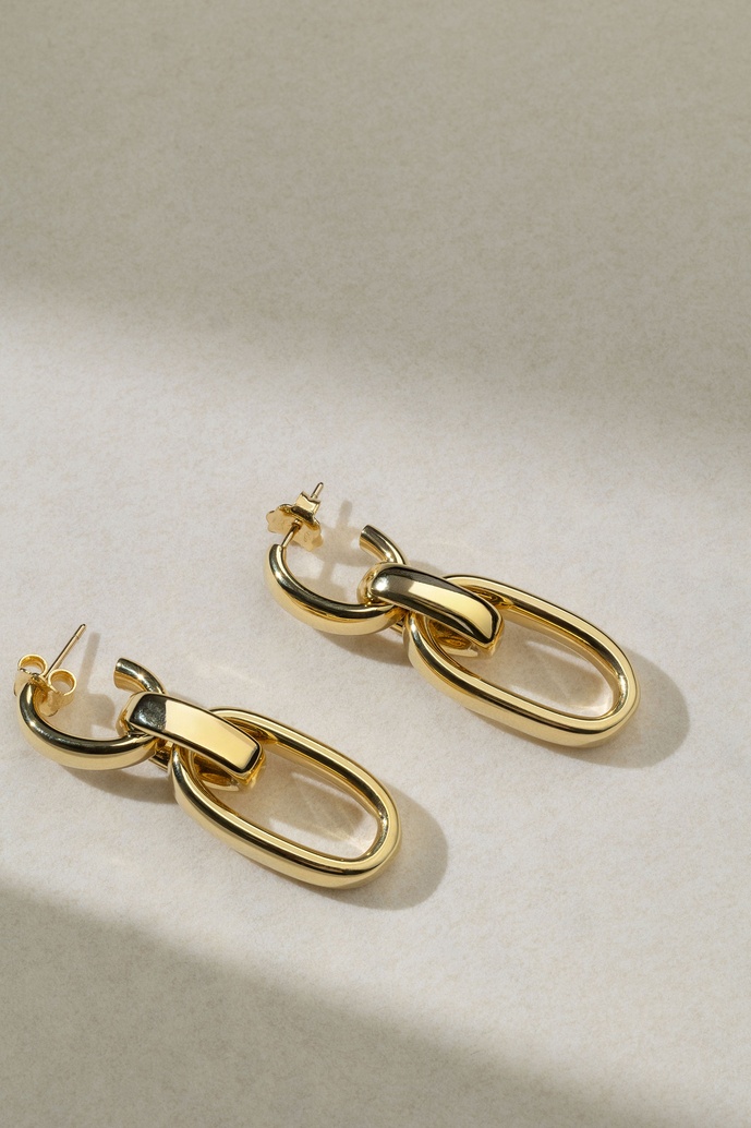 18K Yellow Gold Chain Earrings