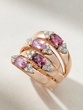 18K Rose Gold Ring with Oval Pink Sapphires, Rodolites and Diamonds