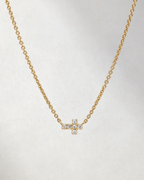 Σταυρός με αλυσίδα από 18Κ Κίτρινο Χρυσό με Brilliant-Cut Διαμάντια
