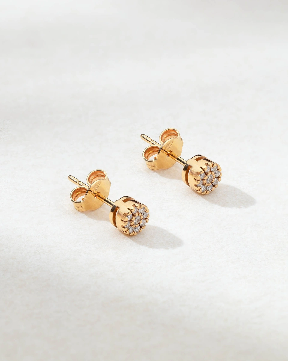 18K Rose Gold Studs with Brilliant Cut Diamonds