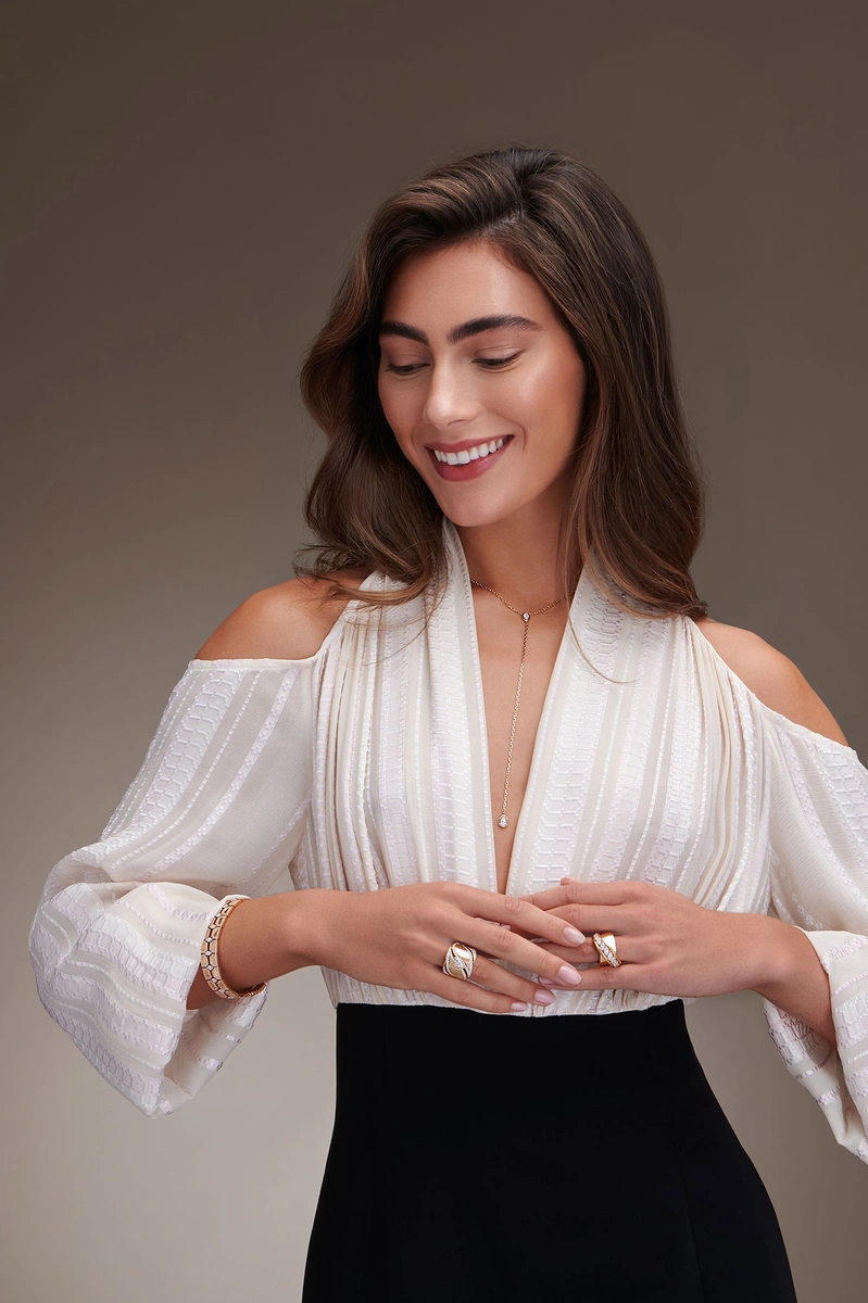 Δαχτυλίδι Ροζ Χρυσό Κ18 με Δύο Επίπεδα και Διαμάντια Ναβέτες