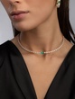 18Κ Yellow Gold Chocker Necklace with Marquise Cut Diamonds and an Oval Cut Emerald