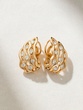 18K Rose Gold Wavy Earrings with Diamonds