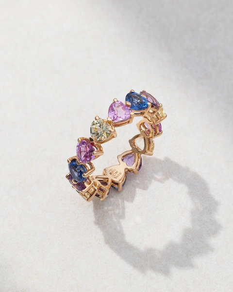 Δαχτυλίδι από 18Κ Ροζ Χρυσό με Πολύχρωμα Ζαφείρια