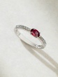 18K White Gold Ring with Oval Ruby and Brilliant Cut Diamonds