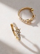 Yellow Gold Hoop Earrings Κ18 with Brilliant Diamonds and Stars