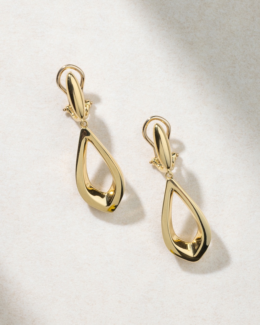 18k Yellow Gold Drop Earrings - Image 4