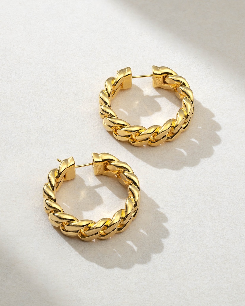 Yellow Gold Hoop Earrings K18