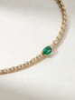 18Κ Yellow Gold Chocker Necklace with Marquise Cut Diamonds and an Oval Cut Emerald