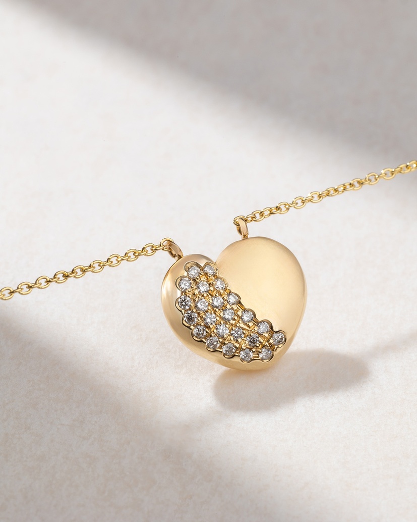 18Κ Yellow Gold Polished Heart With Diamonds