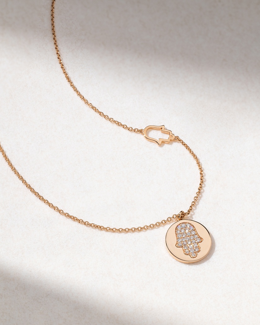 18K Rose Gold Hand of Fatima with Diamonds - Image 1