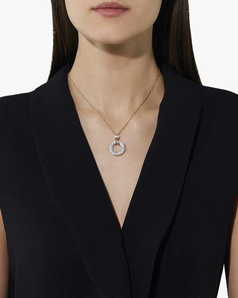 Iconica necklace with pendant in 18k rose gold with 127 white diamonds
