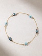 18K Yellow Gold Turquoise and Mother of Pearl Bracelet