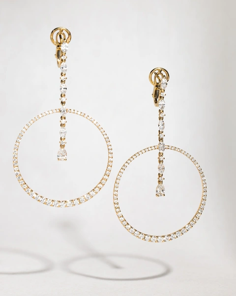 Μακριά σκουλαρίκια σε Ροζ Χρυσό Κ18 με Μπριγιάν, Πουάρ και Ναβέτες Διαμάντια