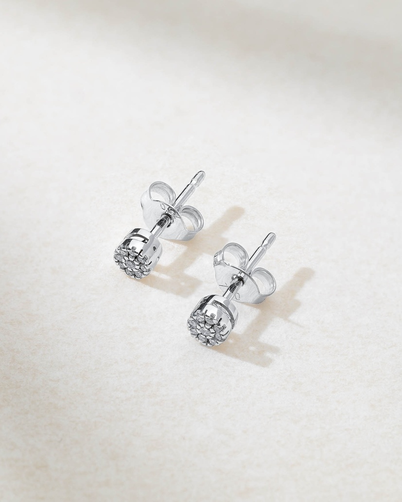 18K White Gold Studs with Brilliant Cut Diamonds