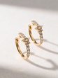 Yellow Gold Hoop Earrings Κ18 with Brilliant Diamonds and Stars