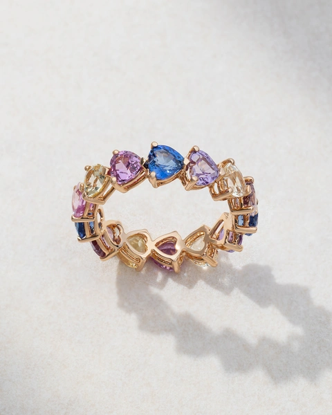 Δαχτυλίδι από 18Κ Ροζ Χρυσό με Πολύχρωμα Ζαφείρια