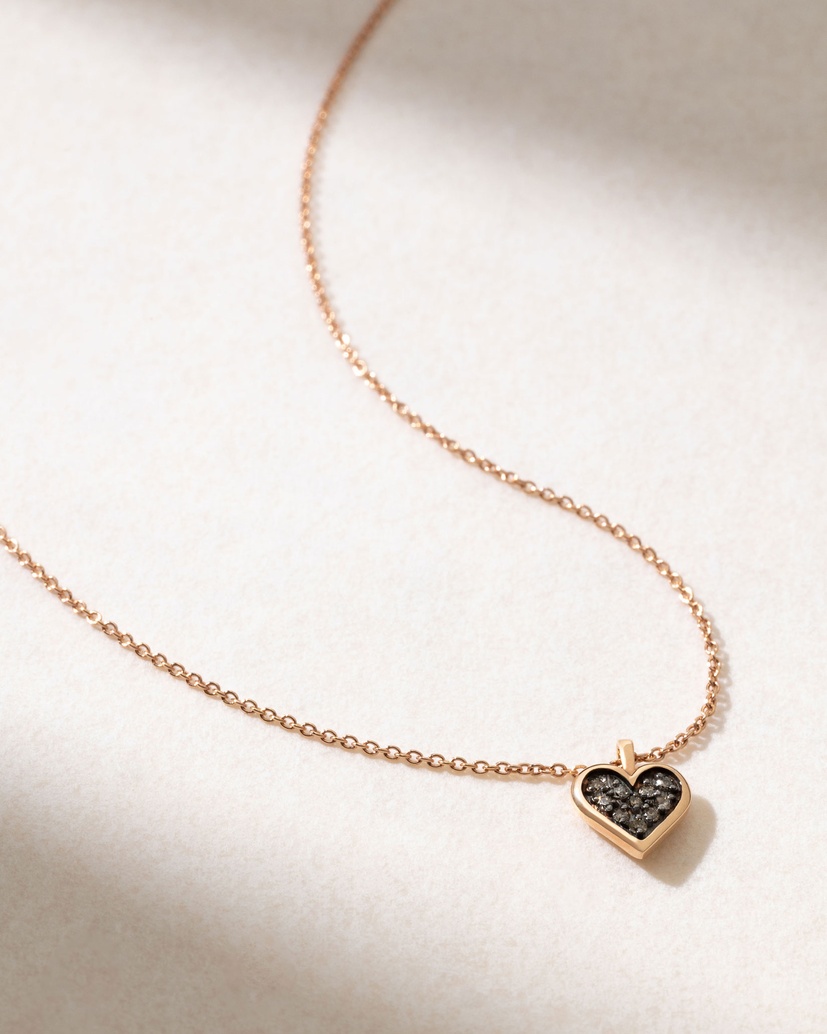 18K Rose Gold Lucky Heart with Brown Diamonds