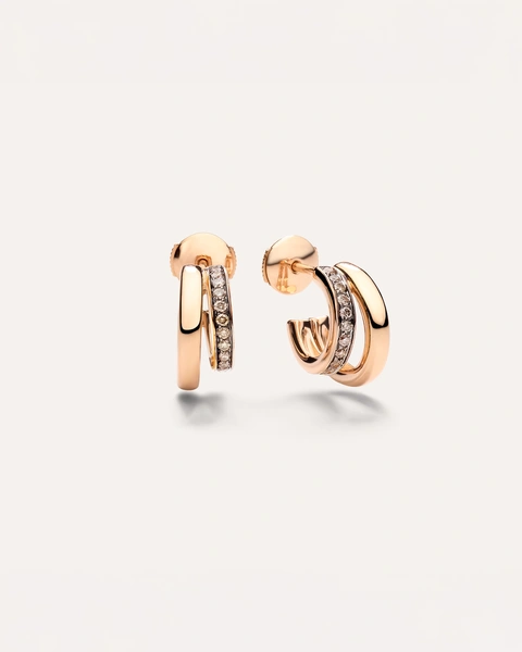Together Εarrings in 18k rose gold with 32 brown diamonds (≈0.4 ct)