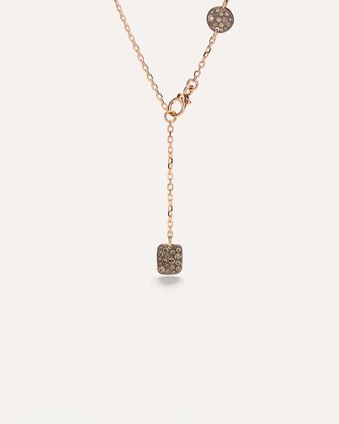 Sabbia Necklace with pendant in 18k rose gold with white, brown and black diamonds.