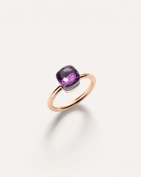 Δαχτυλίδι Petit Nudo σε ροζ χρυσό και λευκόχρυσο 18Κ με αμέθυστο