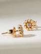 Rose Gold K18 Flower Earrings with Brilliants