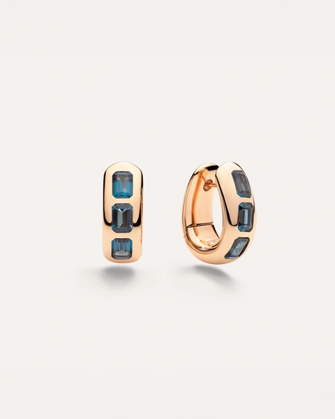 Iconica Earrings in 18k rose gold with 6 London Blue Topazes