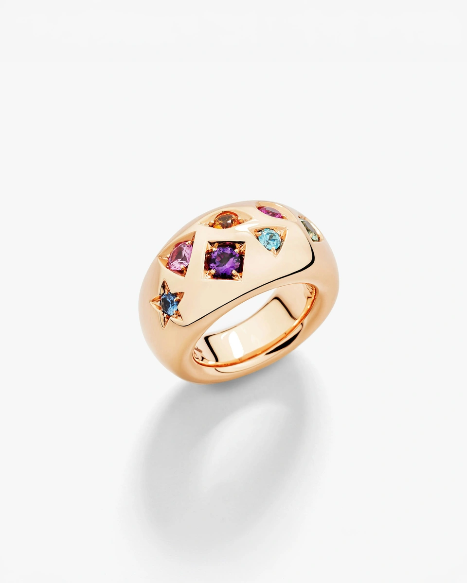 Iconica Ring in 18K Rose Gold with Multicoloured Sapphires, Zircon, Ruby and Amethyst