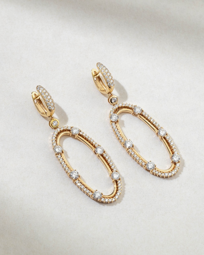 18K Rose Gold Earrings with Long Oval Silhouette