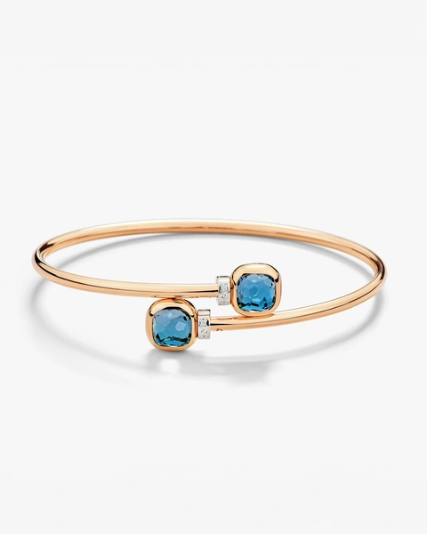 Nudo bracelet in 18k rose and white gold with london blue topazes and white diamonds