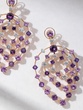 18K Rose Gold Earrings with Amethysts, Diamonds and Pink Sapphires - Image 1