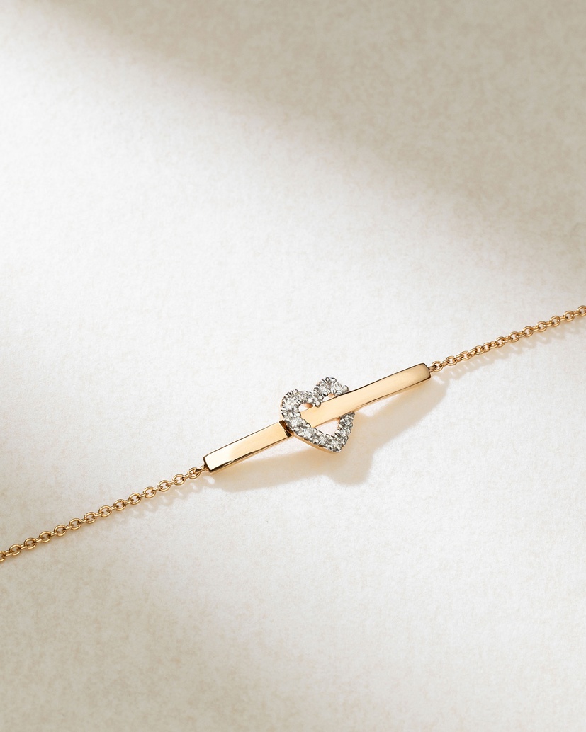 Valentine’s Diamond Heart 18K Rose Gold Bracelet