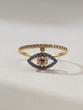 Evil Eye 18K Rose Gold Ring with Blue Sapphires and Diamonds