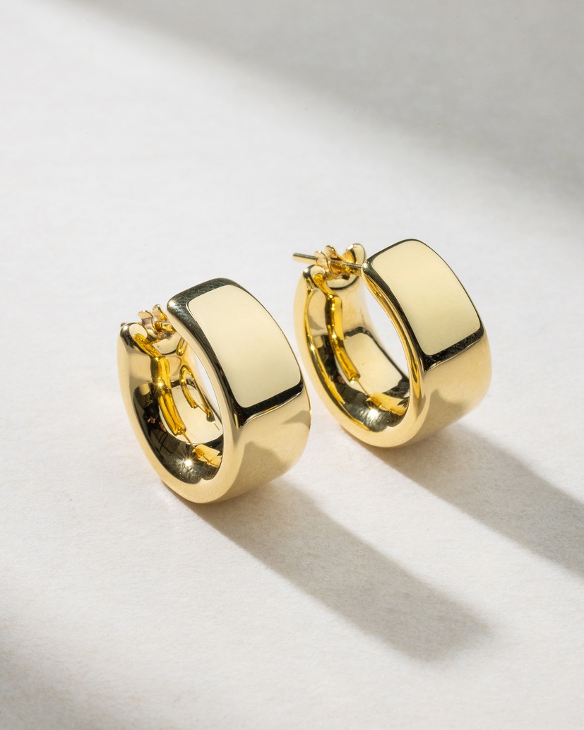 18K Yellow Gold Hoop Earrings - Image 1