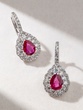 18K White Gold Drop Earrings with Rubies and Diamonds