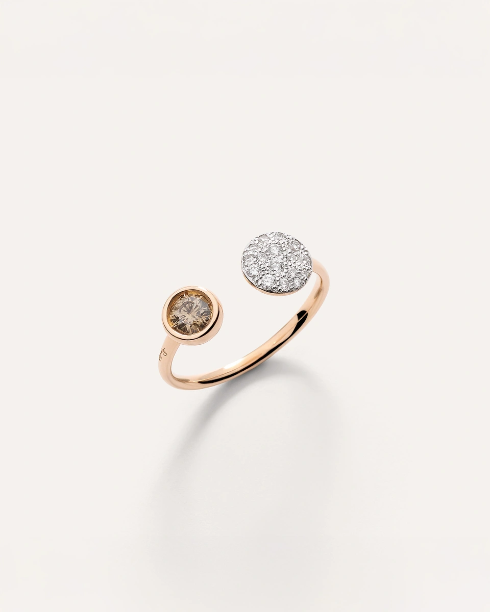 Sabbia Ring in 18K Rose Gold with Brown and White Diamonds