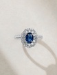 18K White Gold Ring with Oval Sapphire and Diamonds