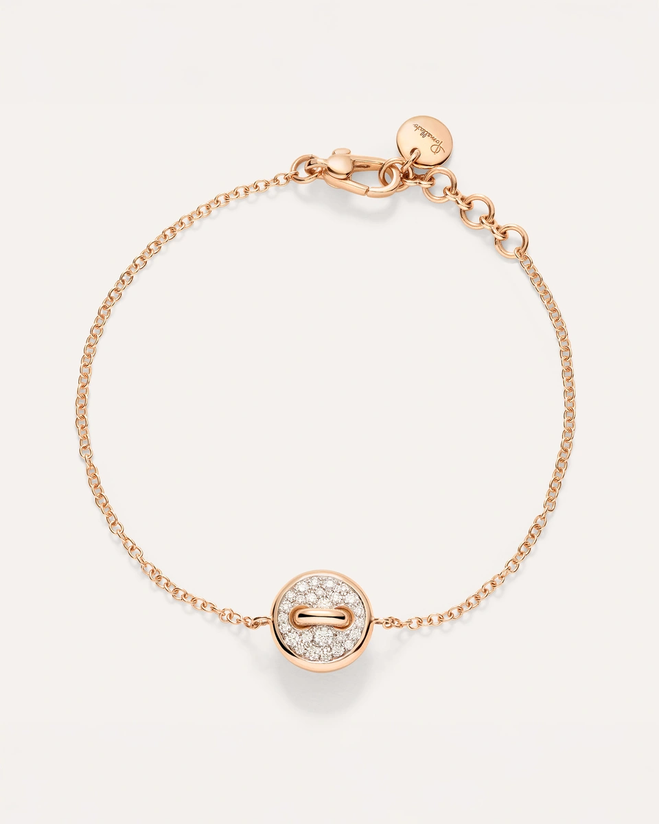 Pom Pom Dot bracelet in 18k rose gold with white diamonds and white mother-of-pearl