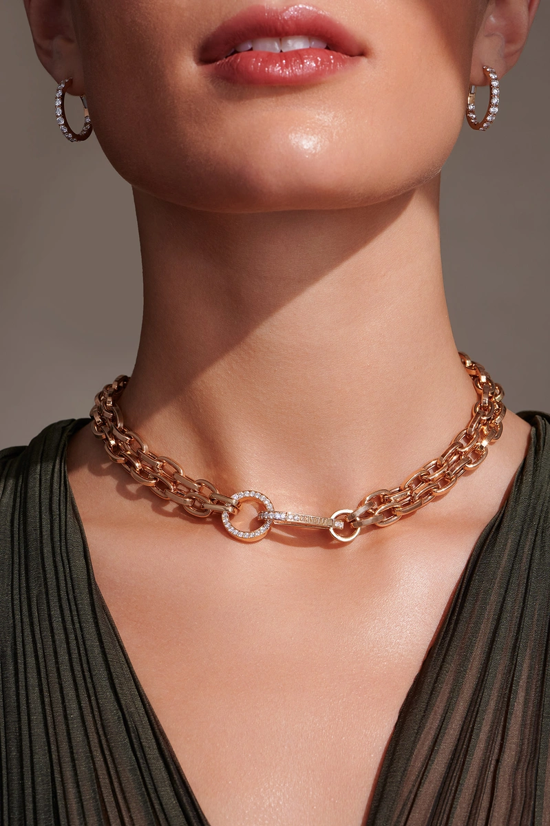 18K Rose Gold Hoops with Brilliant Diamonds