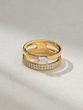 Double Band 18K Rose Gold Ring with Baguette Diamond