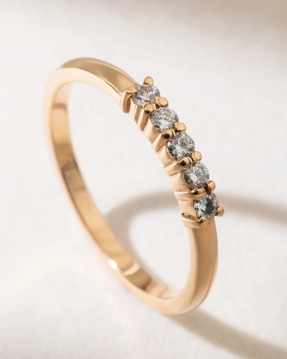 Δαχτυλίδι Λεπτό Ροζ Χρυσό Κ18 με Μπριγιάν Διαμάντια