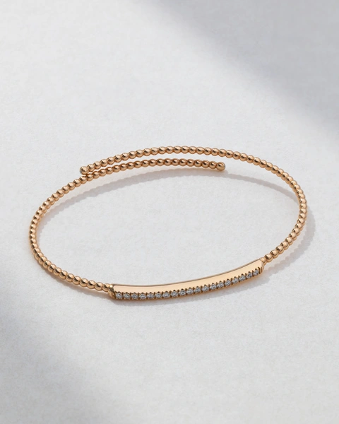 Distinctive Bracelet in 18K Rose Gold with Brilliant-Cut Diamonds